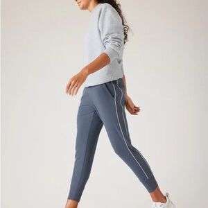 Venice High Rise Track Stripe Jogger Granite Blue